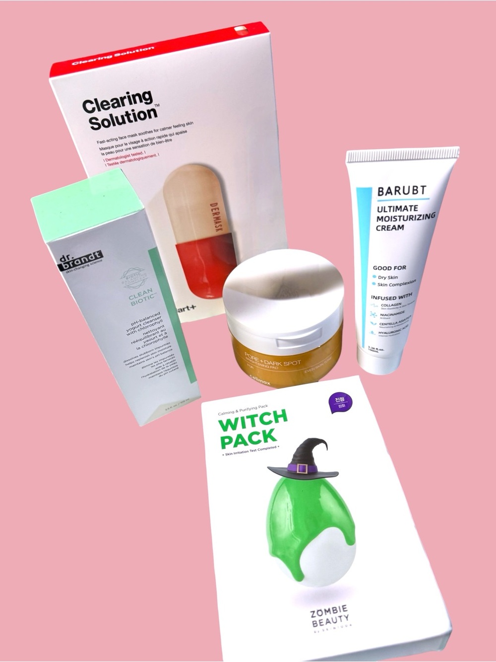 5 Pc Full Size Skincare Bundle Dr. Brandt Dr.Jart+ Celimax SKIN1004 Barubt $105